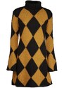La DoubleJ Dresses gend - Argyle Mini Dress Black & Mustard L 48% Alpaca Superfine 36% Poliacrilyc 9% Polyamide 7% Polyester