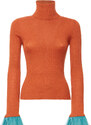 La DoubleJ Knitwear gend - High Kick Top Orange L 68%Cashmere 30%Silk 2%Ostrich Feathers