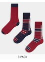 Barbour - Confezione regalo con 3 paia di calzini rossi a quadri scozzesi-Rosso