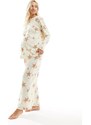 ASOS Maternity ASOS DESIGN Maternity - Pigiama super morbido con top a maniche lunghe e pantaloni color crema con stelle-Bianco