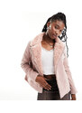 Edizione limitata Reclaimed Vintage - Giubbotto stile aviatore in camoscio sintetico rosa con finiture in pelliccia-Neutro