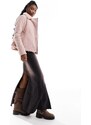 Edizione limitata Reclaimed Vintage - Giubbotto stile aviatore in camoscio sintetico rosa con finiture in pelliccia-Neutro