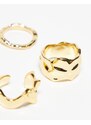 Topshop - Byron - Confezione da 3 anelli effetto fuso placcati in oro 14 carati