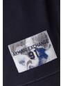 Armani Exchange felpa in cotone uomo colore blu navy con cappuccio con applicazione