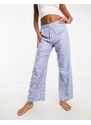 Cotton On - Pantaloni del pigiama boyfriend in flanella blu a quadri