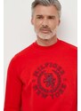 Tommy Hilfiger felpa in cotone uomo colore rosso con applicazione