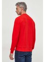 Tommy Hilfiger felpa in cotone uomo colore rosso con applicazione