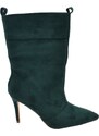 Malu Shoes Tronchetto stivaletto verde donna in camoscio dritto a punta tacco spillo 10 altezza al polpaccio calzata over con zip