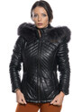 Leather Trend Nika - Piumino Donna Nero in vera pelle