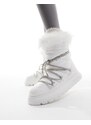 Steve Madden - Ice-Storm - Stivali da neve bianchi con lacci decorati-Bianco