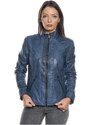 Leather Trend Zara - Giacca Donna Blu in vera pelle