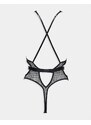 Ann Summers - Obsession - Body nero con design aperto in pizzo e rete con scollo profondo davanti e fascette