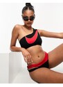 Nike Swimming - Icon Sneakerkini - Top bikini nero e rosso asimmetrico
