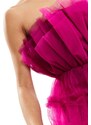 Lace & Beads - Vestito corto a fascia in tulle color magenta-Rosa