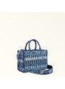 Furla Opportunity Borsa Shopping Toni Blu Denim Blu Tessuto Jacquard Arco Etnico Logo + Tracolla Jacquard Donna