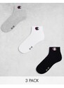 Champion - Confezione da 3 paia di calzini bianchi, grigi e neri con logo alla caviglia-Multicolore