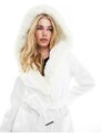 River Island - Giacca stile vestaglia color crema in pelliccia sintetica-Bianco