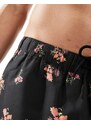 ASOS DESIGN - Pantaloncini da bagno corti con stampa a fiori in coordinato-Nero