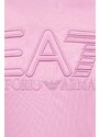 EA7 Emporio Armani felpa in cotone colore rosa con cappuccio con applicazione