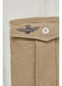 Aeronautica Militare pantaloni da jogging in cotone colore beige