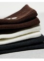 New Balance - Confezione da 3 paia di calzini corti nero, marrone e bianco con logo lineare-Multicolore