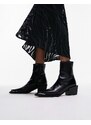 Topshop - Riley - Stivali in pelle neri stile western-Nero