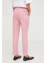 Liviana Conti pantaloni in lino misto colore rosa