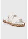 Tommy Hilfiger infradito in pelle TH LEATHER FLAT ESP SANDAL donna colore bianco FW0FW07931
