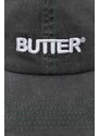 Butter Goods berretto da baseball in cotone Rounded Logo 6 Panel Cap colore grigio con applicazione BGQ423D15302