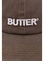 Butter Goods berretto da baseball in cotone Rounded Logo 6 Panel Cap colore marrone con applicazione BGQ423D15301