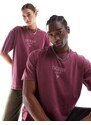 Guess - Originals - T-shirt unisex bordeaux con logo stampato-Neutro
