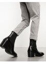 Walk London - Nola - Stivali in pelle nera con tacco cubano-Nero
