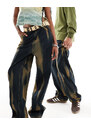 Reclaimed Vintage - Jeans ampi unisex lavaggio indaco astratto-Multicolore