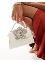 Public Desire - Bridal Aurelia - Pochette in raso crema con fiore decorato-Bianco