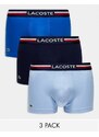 Lacoste - Confezione da 3 boxer aderenti blu con fascia in vita tono su tono e icona