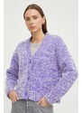 Samsoe Samsoe cardigan in lana colore violetto