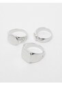 Faded Future - Confezione da 3 anelli con sigillo color argento