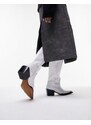 Topshop - Rio - Stivali al ginocchio stile western in pelle bianchi effetto coccodrillo-Bianco