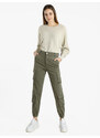 Solada Pantaloni Donna In Cotone Con Tasconi e Polsini Casual Verde Taglia Xs