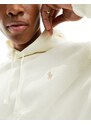 Polo Ralph Lauren - Felpa con cappuccio in spugna crema con rovescio a ricci e logo a icona-Bianco