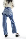 Miss Selfridge - Jeans dritti con minigonna di jeans sovrapposta-Blu