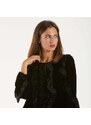 Twinset blusa in velluto nero con rouges