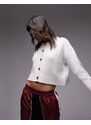 Topshop - Cardigan in maglia soffice girocollo color avorio-Bianco