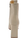 Malu Shoes Stivaletto Tronchetto donna linea Basic beige con elastico Beatles punta quadrata tacco doppio 8 cm zip laterale
