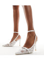 Public Desire Wide Fit - Bridal Estella - Scarpe con tacco a pianta larga bianche in pizzo-Bianco