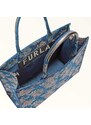 Furla Opportunity Borsa Shopping Toni Azzurrite Blu Tessuto Con Motivo Arco Etnico In Jacquard Teatro Goffrato Donna