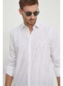 Sisley camicia in cotone uomo colore bianco