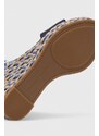 Tommy Hilfiger sandali COLORFUL HIGH WEDGE SATIN SANDAL colore blu navy FW0FW07914