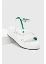 Tommy Hilfiger sandali in pelle TH STRAP PLATFORM donna colore bianco FW0FW07728