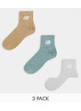 New Balance - Confezione da 3 paia di calzini sportivi verdi, grigi e marroni con logo-Multicolore